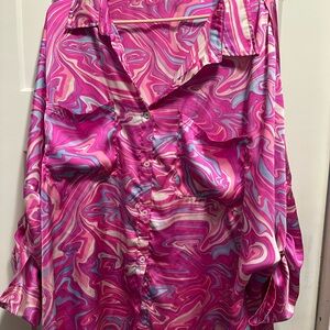 Vibrant Pink Swirl Women's Blouse